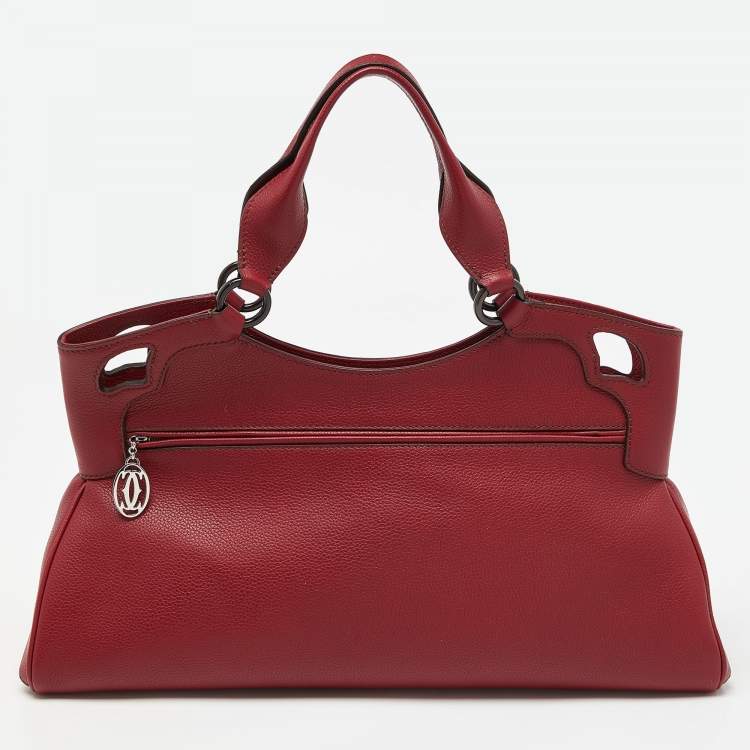 Pre Owned Cartier Red Leather Medium Marcello de Cartier Bag