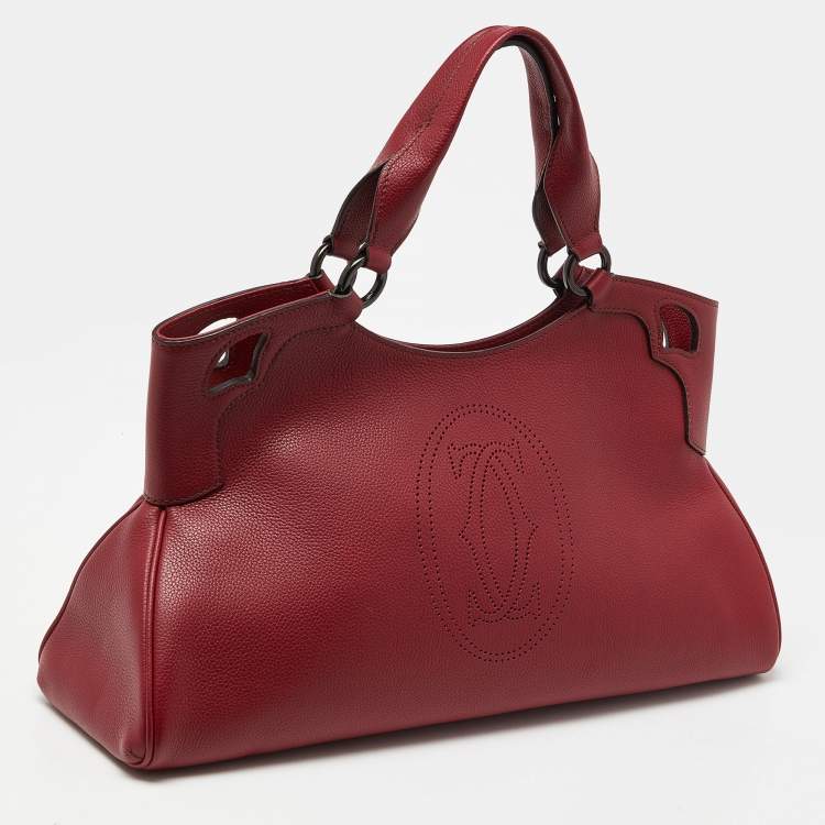 Pre Owned Cartier Red Leather Medium Marcello de Cartier Bag