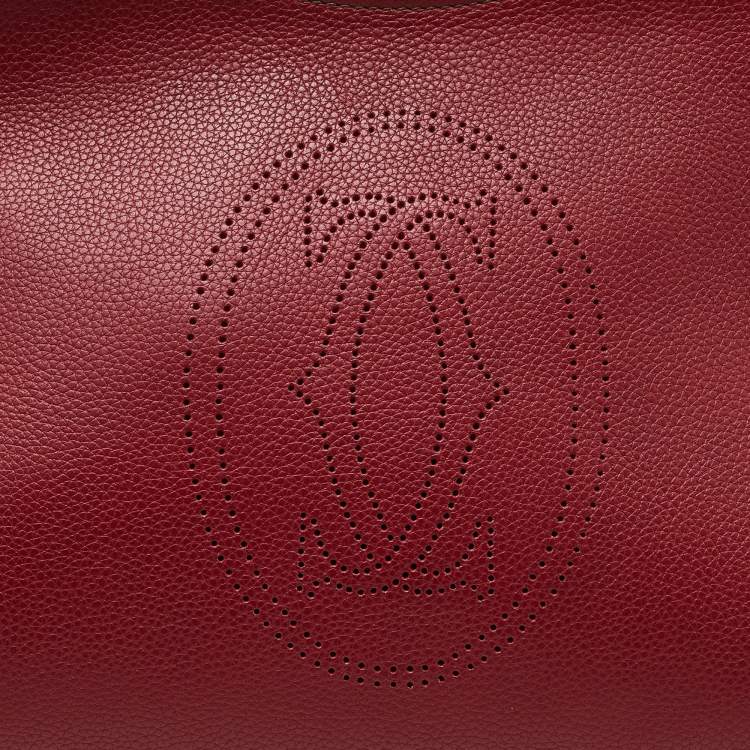 Pre Owned Cartier Red Leather Medium Marcello de Cartier Bag