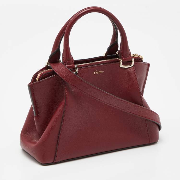 Pre Owned Cartier Red Leather Mini C de Cartier Satchel