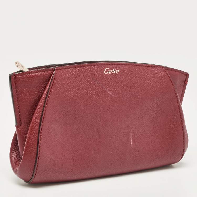 Pre Owned Cartier Red Leather C De Cartier Clutch