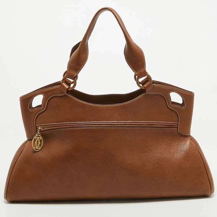 Pre Owned Cartier Brown Leather Medium Marcello de Cartier Bag