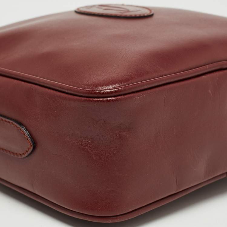 Pre Owned Cartier Burgundy Leather Must de Cartier Crossbody Bag