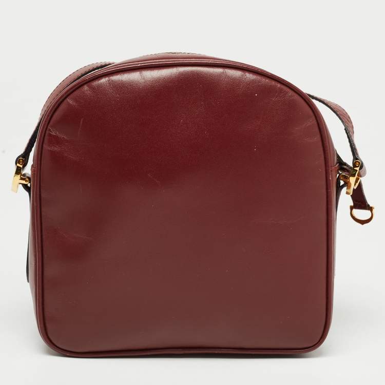 Pre Owned Cartier Burgundy Leather Must de Cartier Crossbody Bag