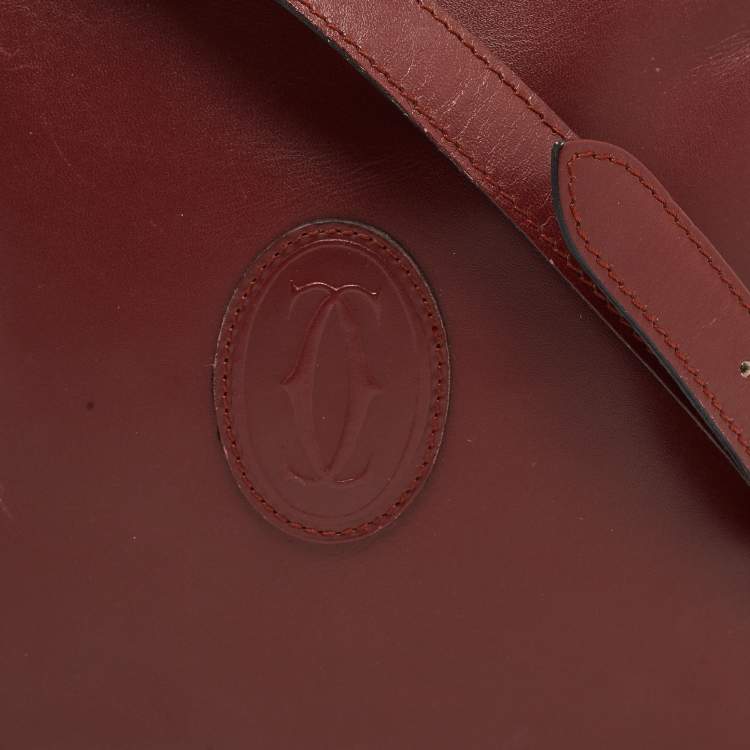 Pre Owned Cartier Burgundy Leather Must de Cartier Crossbody Bag
