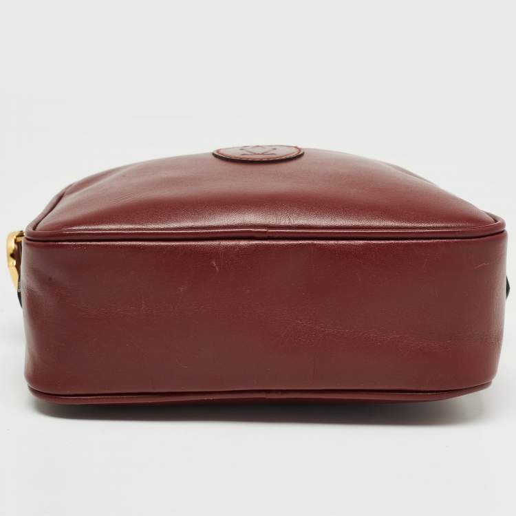 Pre Owned Cartier Burgundy Leather Must de Cartier Crossbody Bag