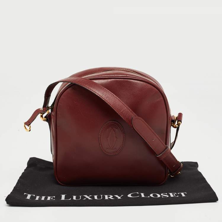 Pre Owned Cartier Burgundy Leather Must de Cartier Crossbody Bag