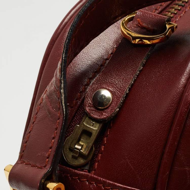 Pre Owned Cartier Burgundy Leather Must de Cartier Crossbody Bag