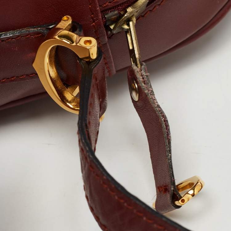 Pre Owned Cartier Burgundy Leather Must de Cartier Crossbody Bag