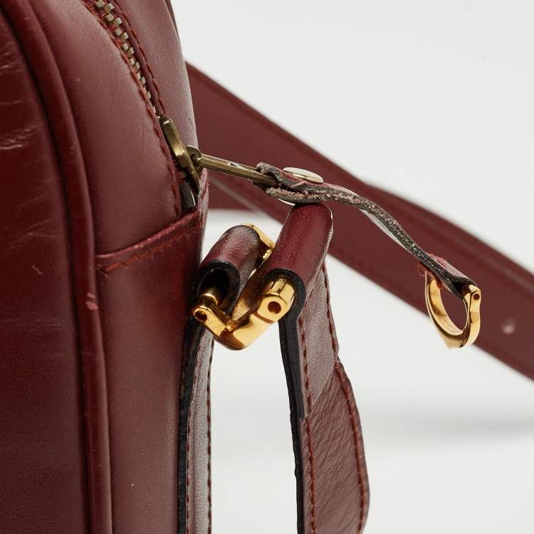 Pre Owned Cartier Burgundy Leather Must de Cartier Crossbody Bag