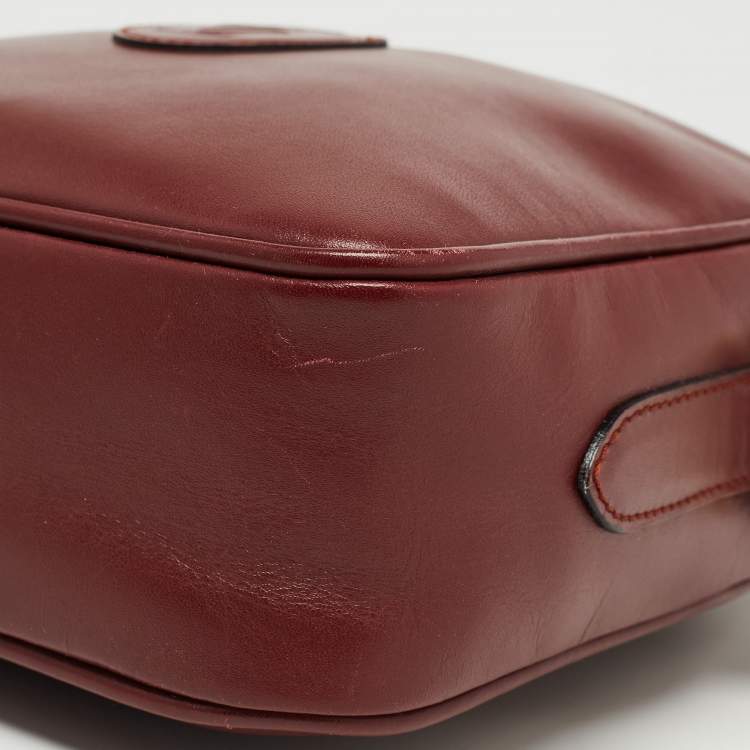 Pre Owned Cartier Burgundy Leather Must de Cartier Crossbody Bag