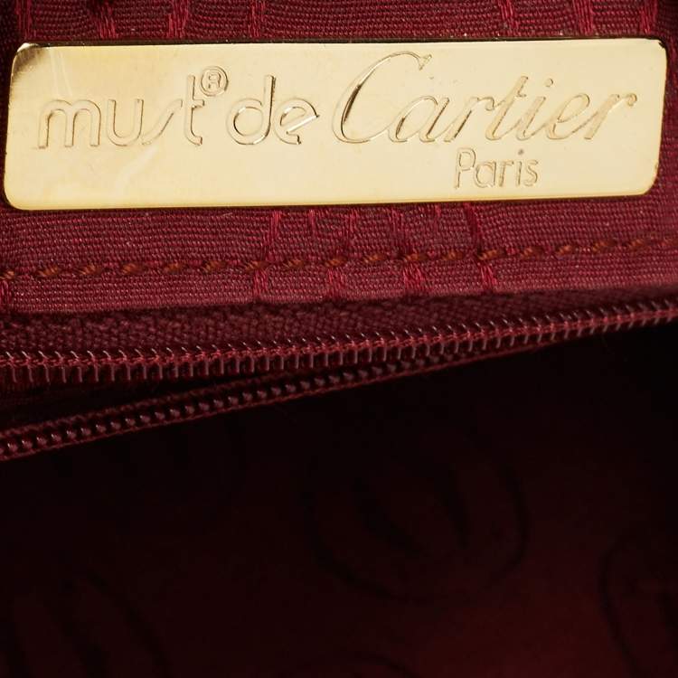 Pre Owned Cartier Burgundy Leather Must de Cartier Crossbody Bag