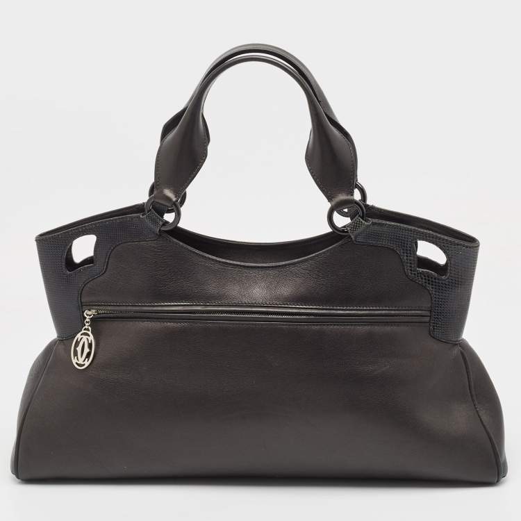 Pre Owned Cartier Black Karung Leather Medium Marcello de Cartier Bag