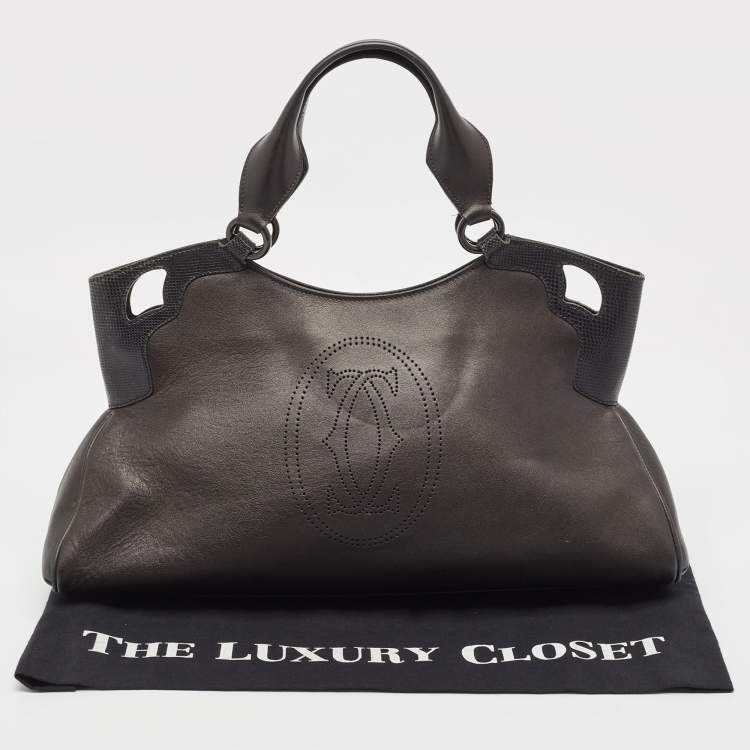Pre Owned Cartier Black Karung Leather Medium Marcello de Cartier Bag