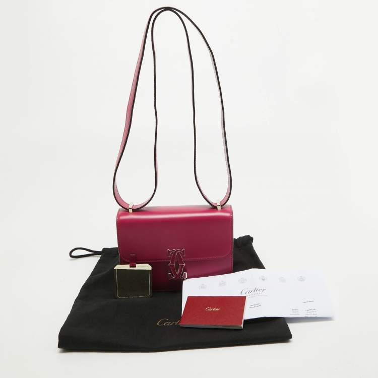 Pre Owned Cartier Fuchsia Leather Nano C De Cartier Shoulder Bag