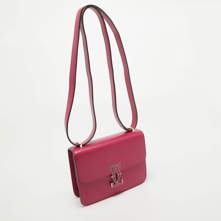 Pre Owned Cartier Fuchsia Leather Nano C De Cartier Shoulder Bag