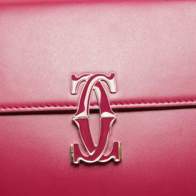 Pre Owned Cartier Fuchsia Leather Nano C De Cartier Shoulder Bag