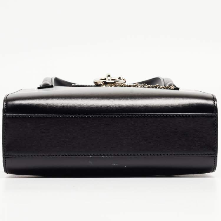 Pre Owned Cartier Black Glossy Leather Panthere Top Handle Bag