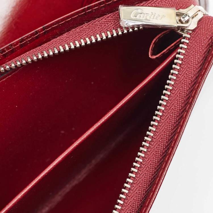 Pre Owned Cartier Burgundy Patent Leather Happy Birthday Continental Wallet