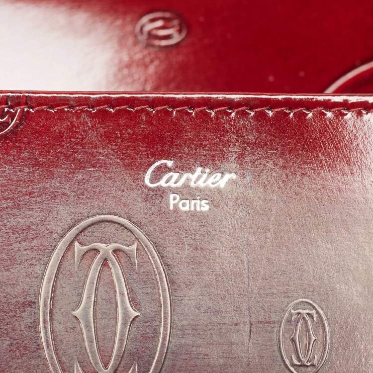 Pre Owned Cartier Burgundy Patent Leather Happy Birthday Continental Wallet
