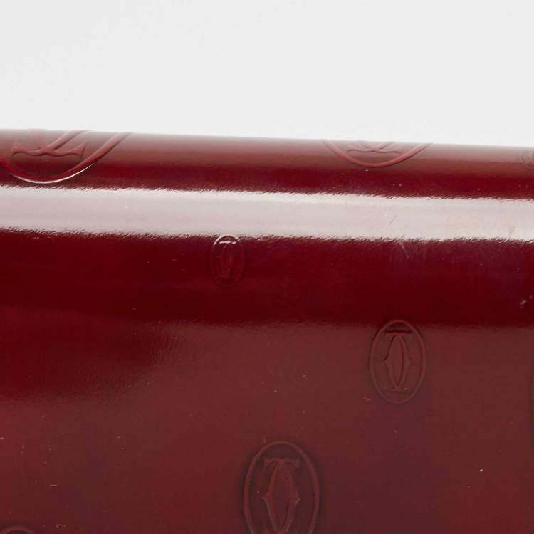 Pre Owned Cartier Burgundy Patent Leather Happy Birthday Continental Wallet