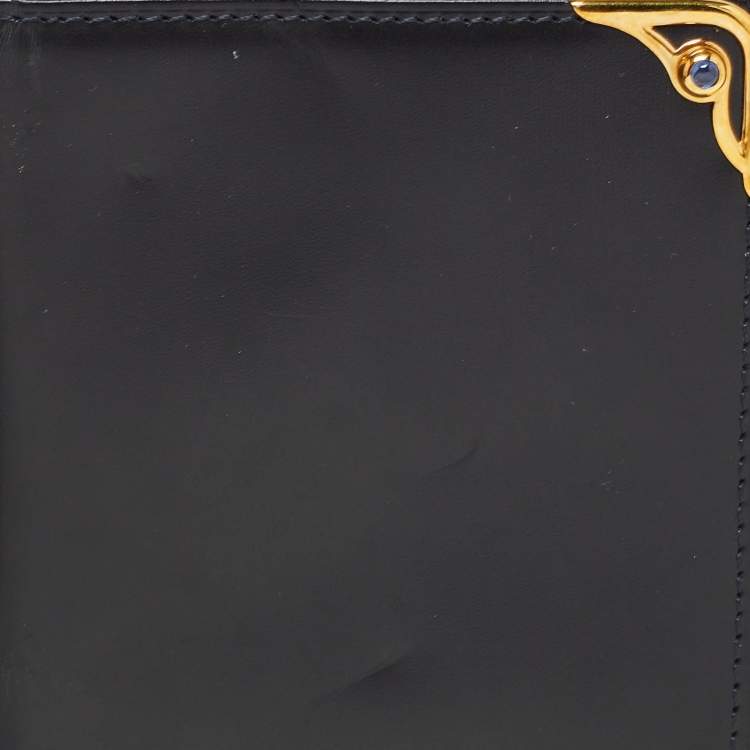 Pre Owned Cartier Navy Blue Leather Must de Cartier Bifold Long Wallet