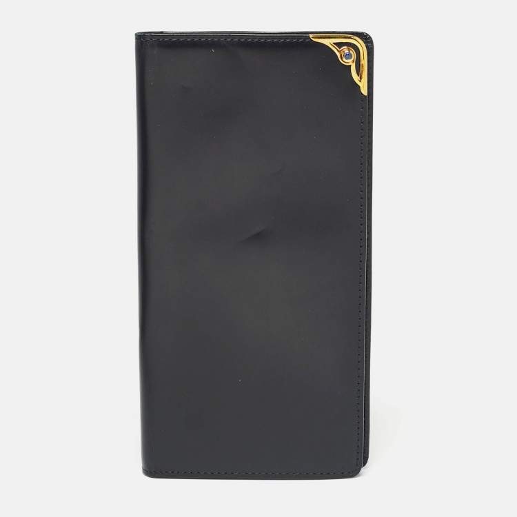 Pre Owned Cartier Navy Blue Leather Must de Cartier Bifold Long Wallet