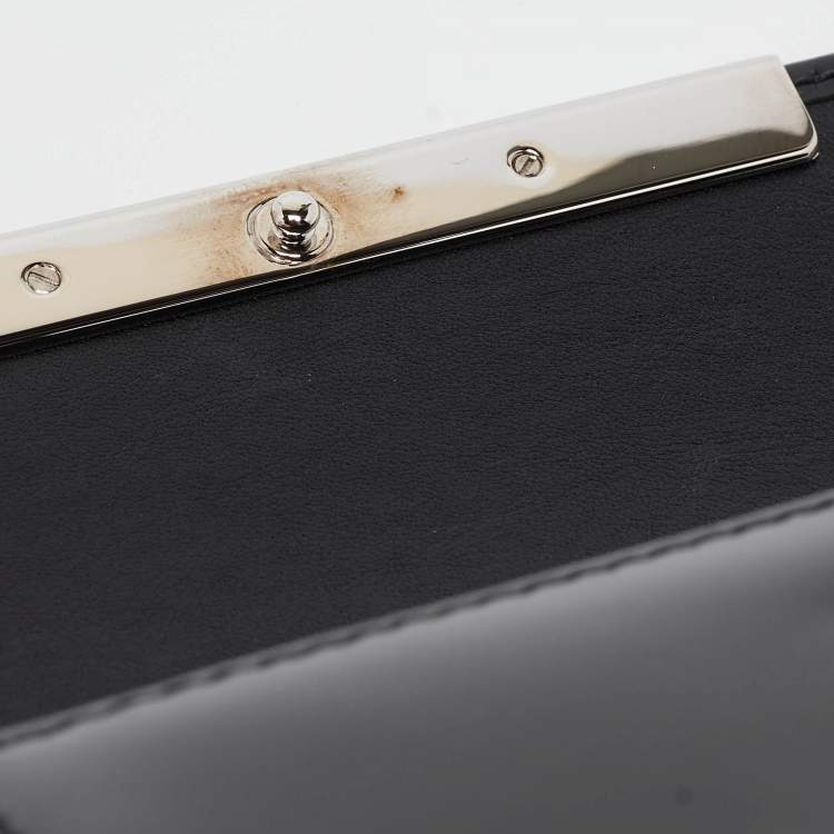 Pre Owned Cartier Black Glossy Leather Panthere Art Deco Trifold Wallet