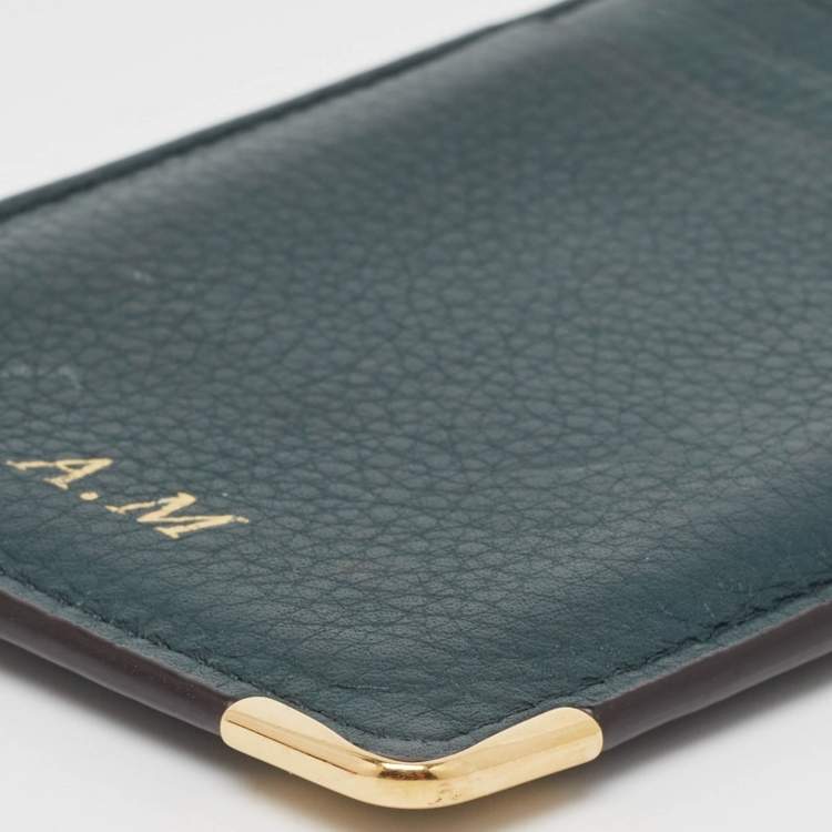 Pre Owned Cartier Green Leather Must de Cartier Zip Card Holder