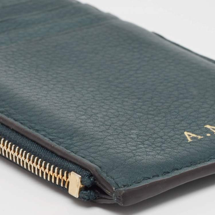 Pre Owned Cartier Green Leather Must de Cartier Zip Card Holder