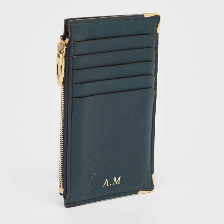 Pre Owned Cartier Green Leather Must de Cartier Zip Card Holder