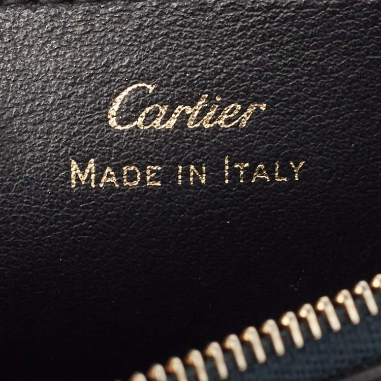 Pre Owned Cartier Green Leather Must de Cartier Zip Card Holder