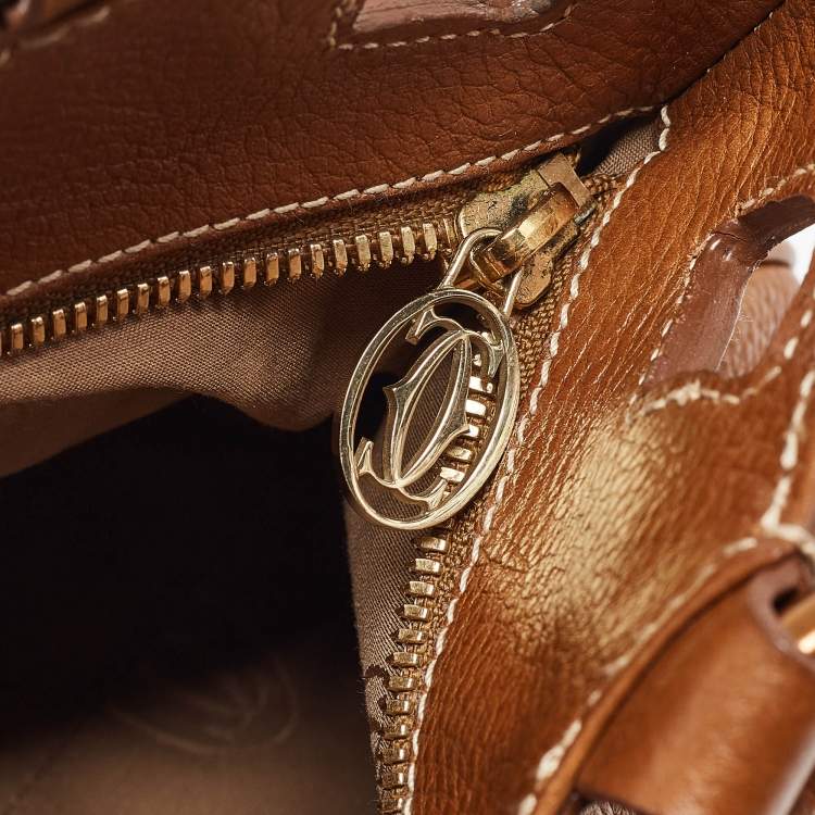 Pre Owned Cartier Brown Leather Small Marcello De Cartier Tote