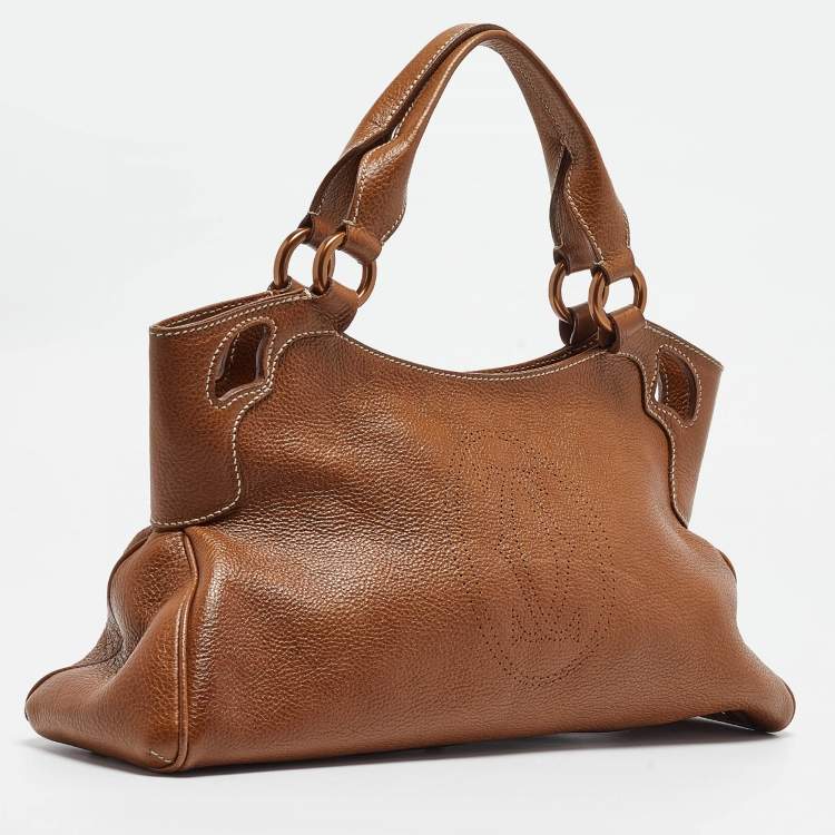 Pre Owned Cartier Brown Leather Small Marcello De Cartier Tote