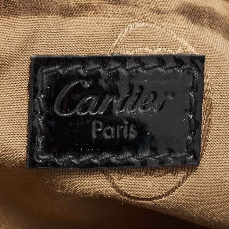 Pre Owned Cartier Black Patent Leather Small Marcello De Cartier Tote