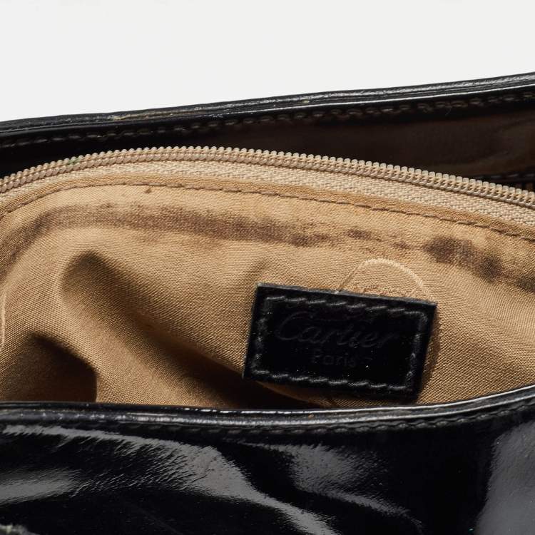 Pre Owned Cartier Black Patent Leather Small Marcello De Cartier Tote