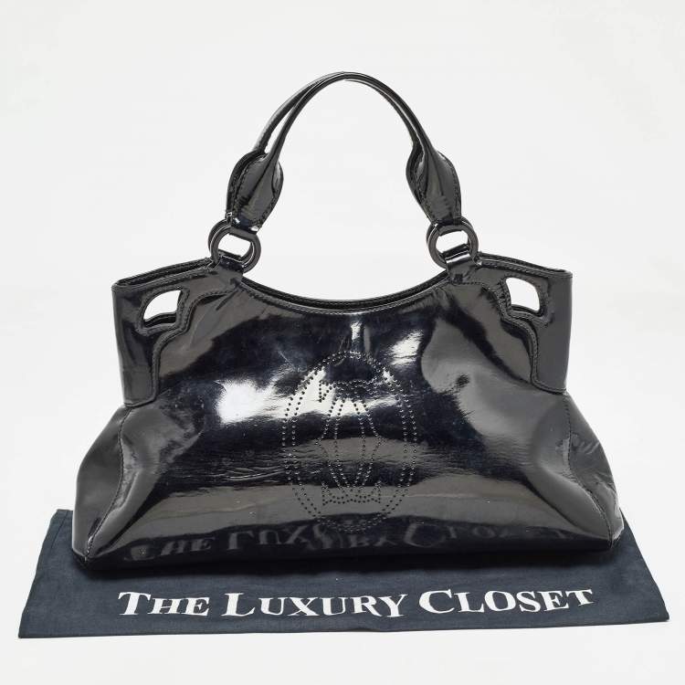 Pre Owned Cartier Black Patent Leather Small Marcello De Cartier Tote