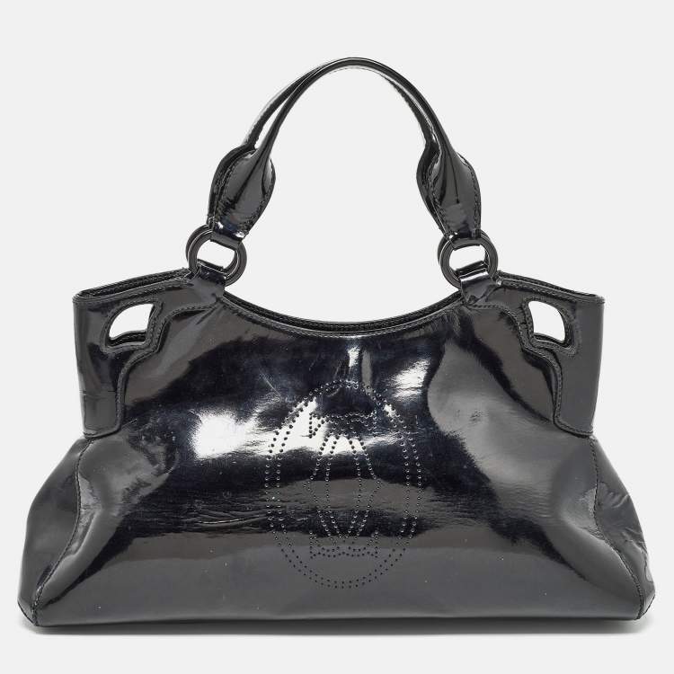 Pre Owned Cartier Black Patent Leather Small Marcello De Cartier Tote