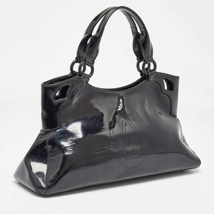 Pre Owned Cartier Black Patent Leather Small Marcello De Cartier Tote
