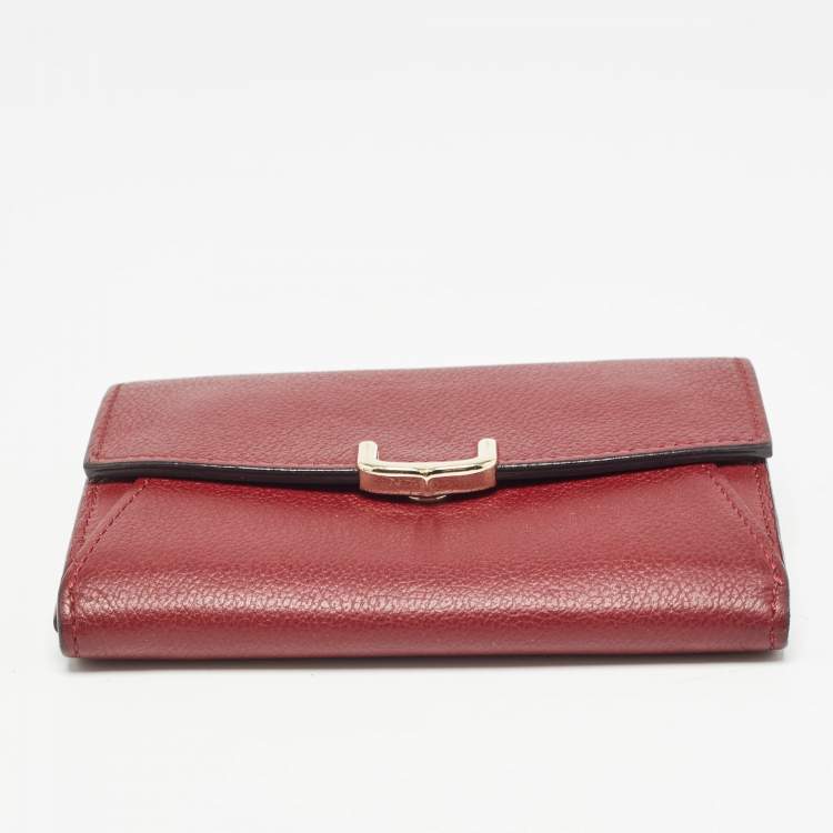 Pre Owned Cartier Dark Red Leather C De Cartier Wallet