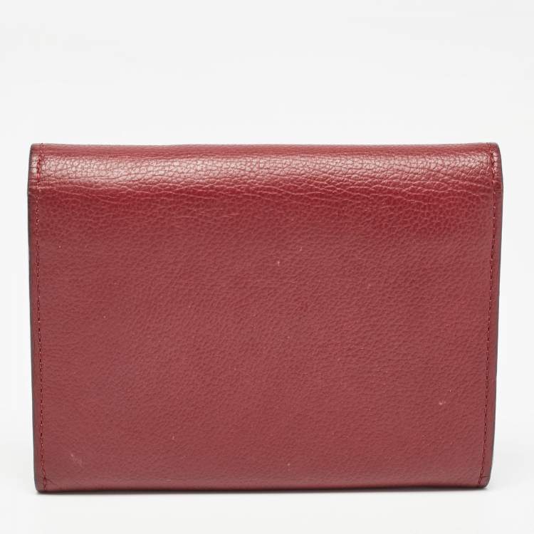 Pre Owned Cartier Dark Red Leather C De Cartier Wallet