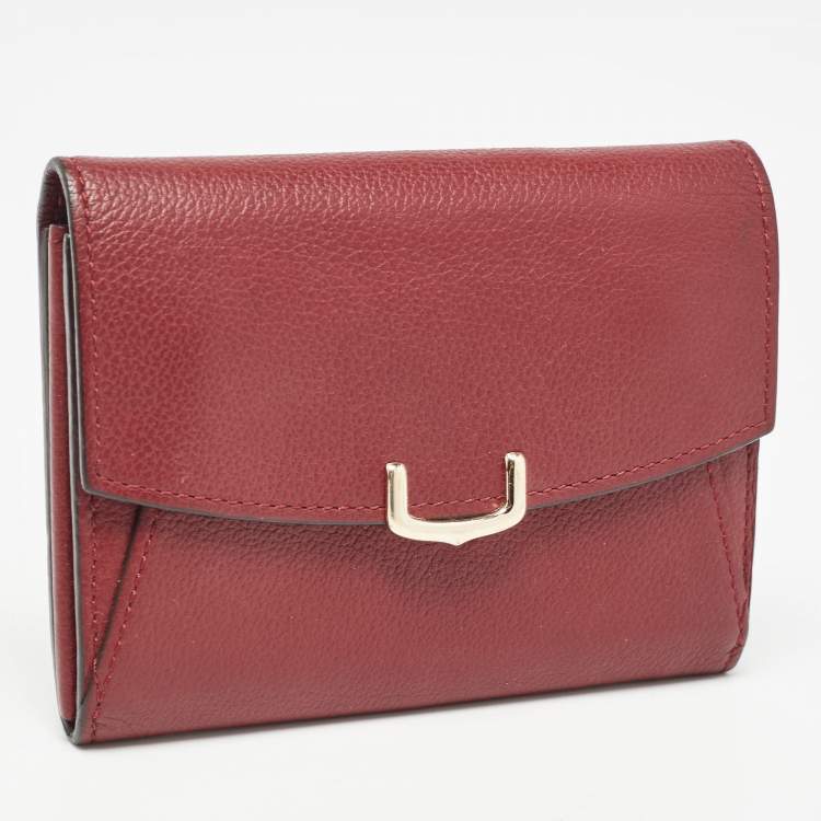 Pre Owned Cartier Dark Red Leather C De Cartier Wallet