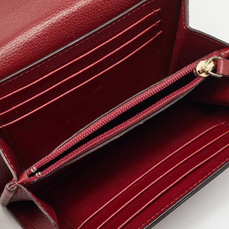 Pre Owned Cartier Dark Red Leather C De Cartier Wallet