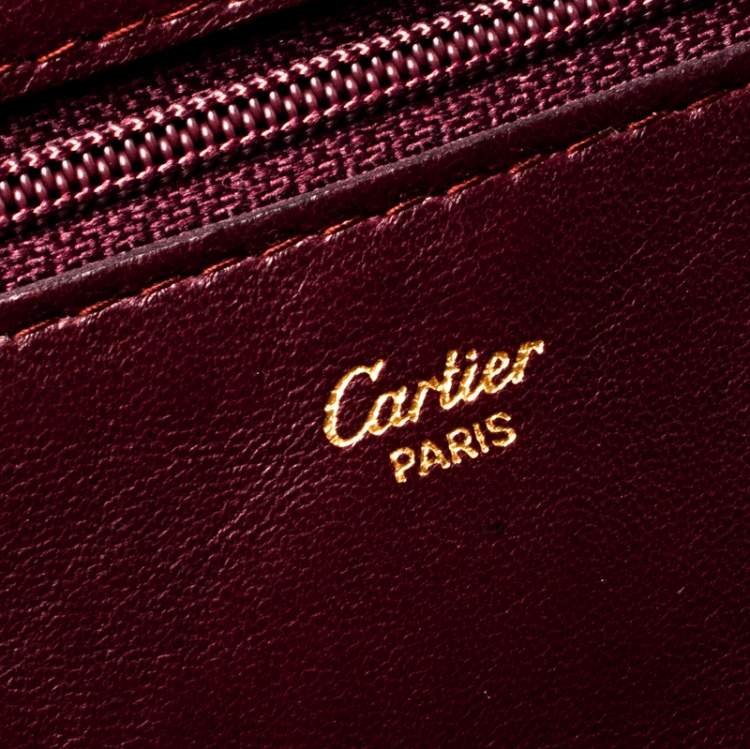 Pre Owned Cartier Maroon Leather Jewelry Pouch                    
