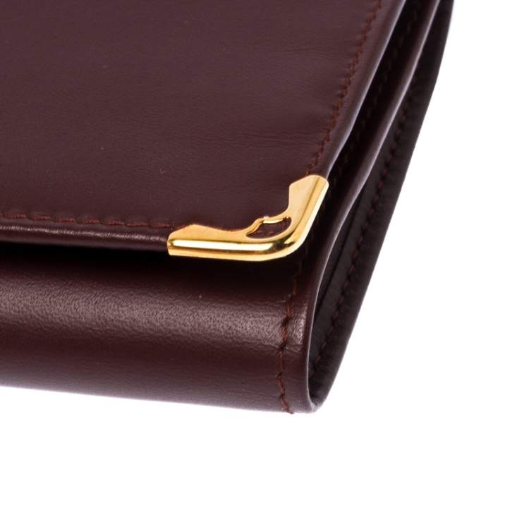 Pre Owned Cartier Maroon Leather Jewelry Pouch                    