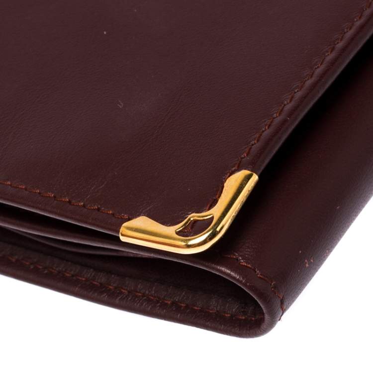 Pre Owned Cartier Maroon Leather Jewelry Pouch                    