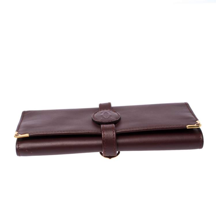 Pre Owned Cartier Maroon Leather Jewelry Pouch                    