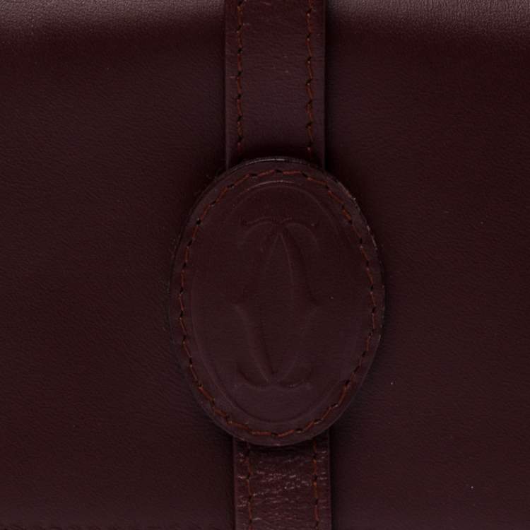 Pre Owned Cartier Maroon Leather Jewelry Pouch                    