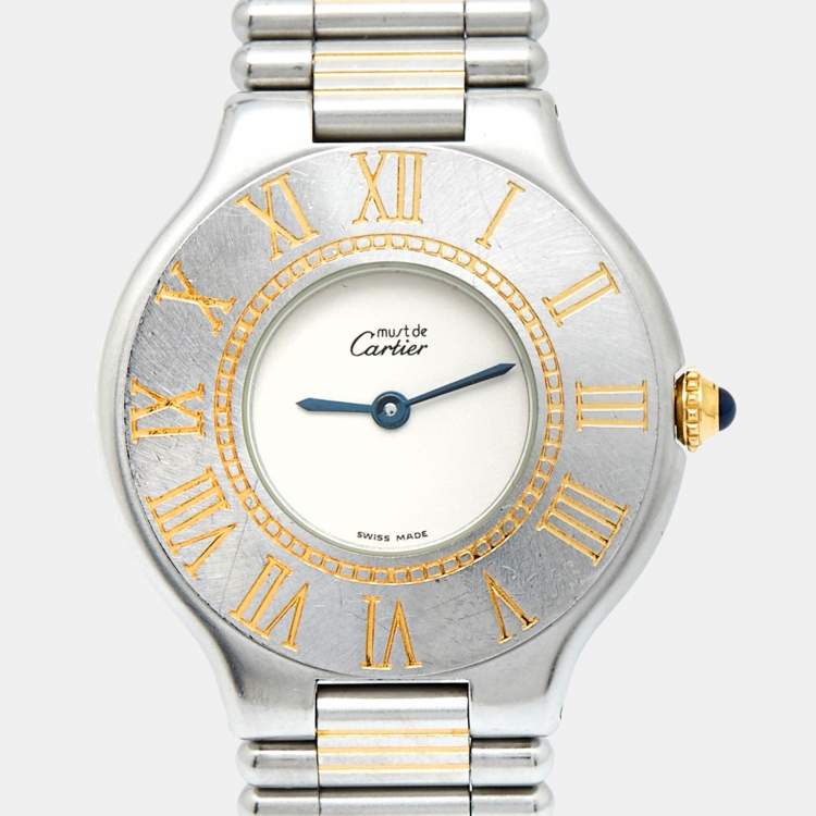 Pre Owned Cartier White Stainless Steel Must De Cartier Women's Wristwatch 31 mm