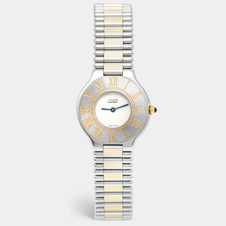 Pre Owned Cartier White Stainless Steel Must De Cartier Women's Wristwatch 31 mm